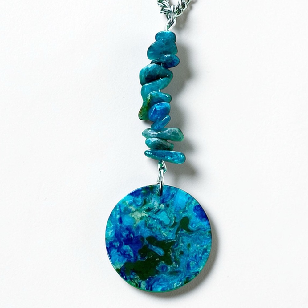 🆕 Gemstones Pendant Necklace- Stainless Steel